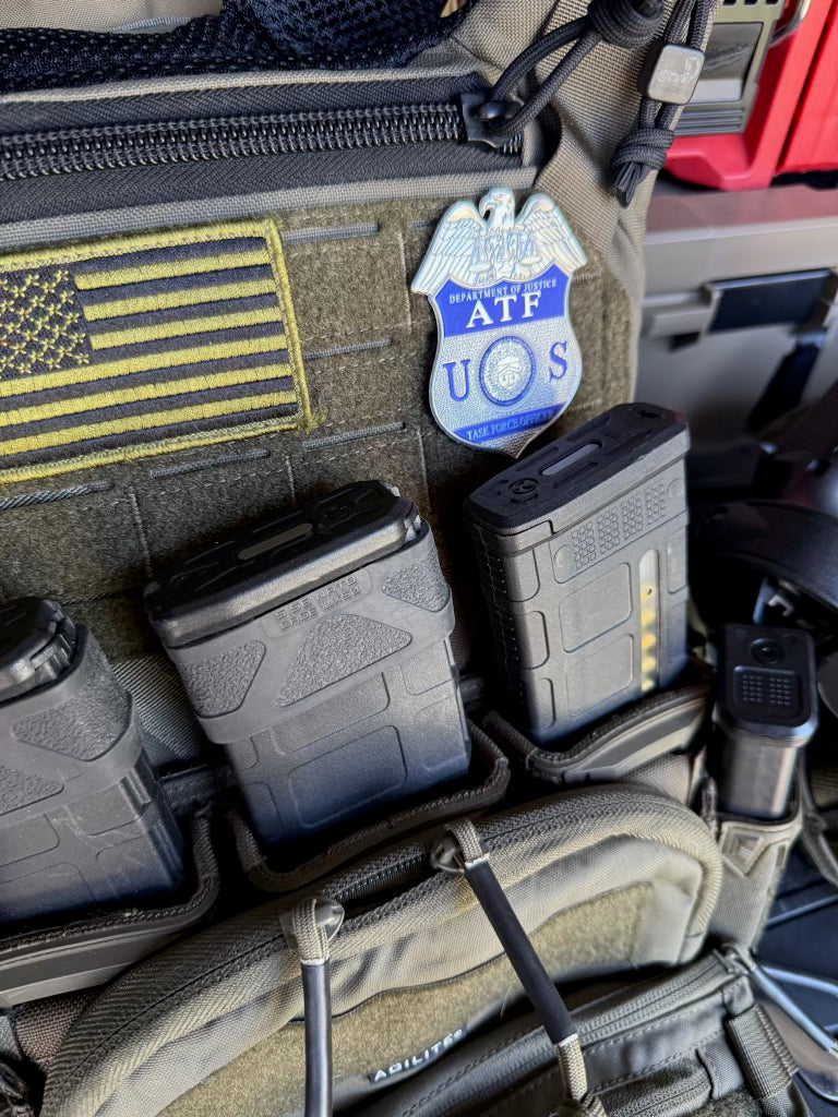 ATF TFO Flex Badge patch on a tactical plate carrier