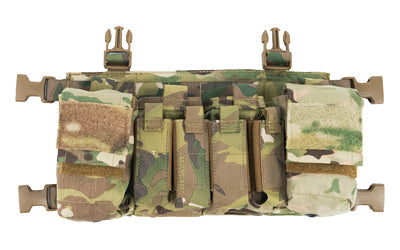 Multicam tactical pouch with multiple straps on a white background