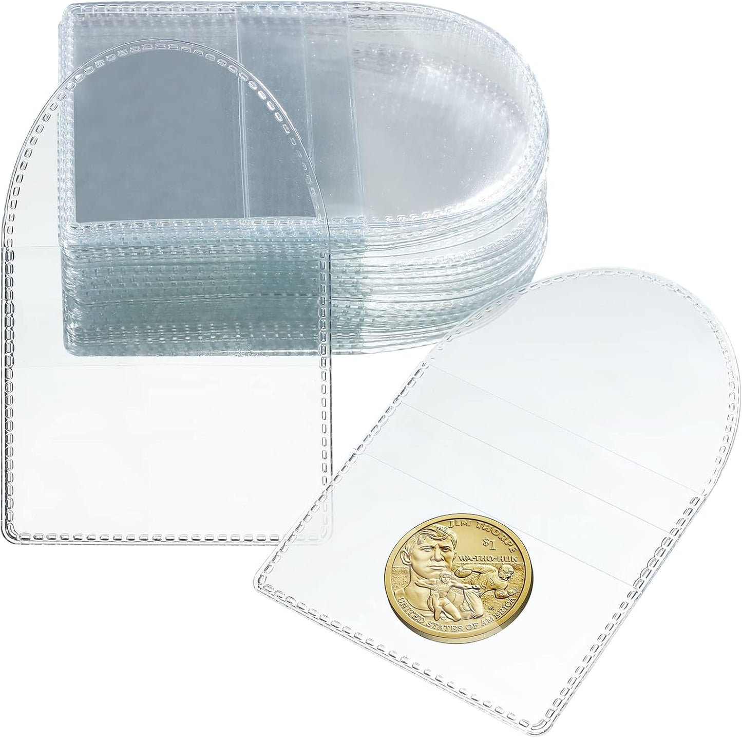 Single Pocket Coin Sleeves Clear Plastic Protective Holders – 2.2" Round