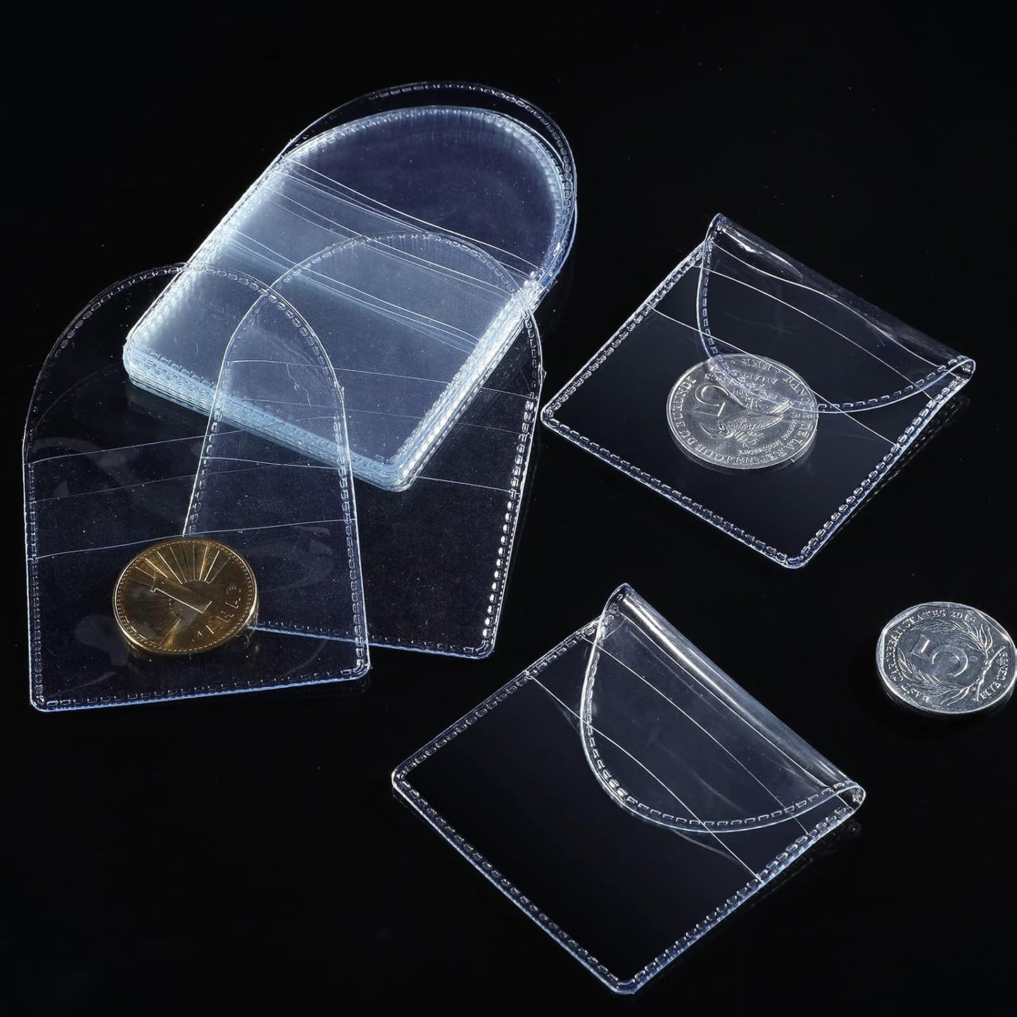 Single Pocket Coin Sleeves Clear Plastic Protective Holders – 2.2" Round