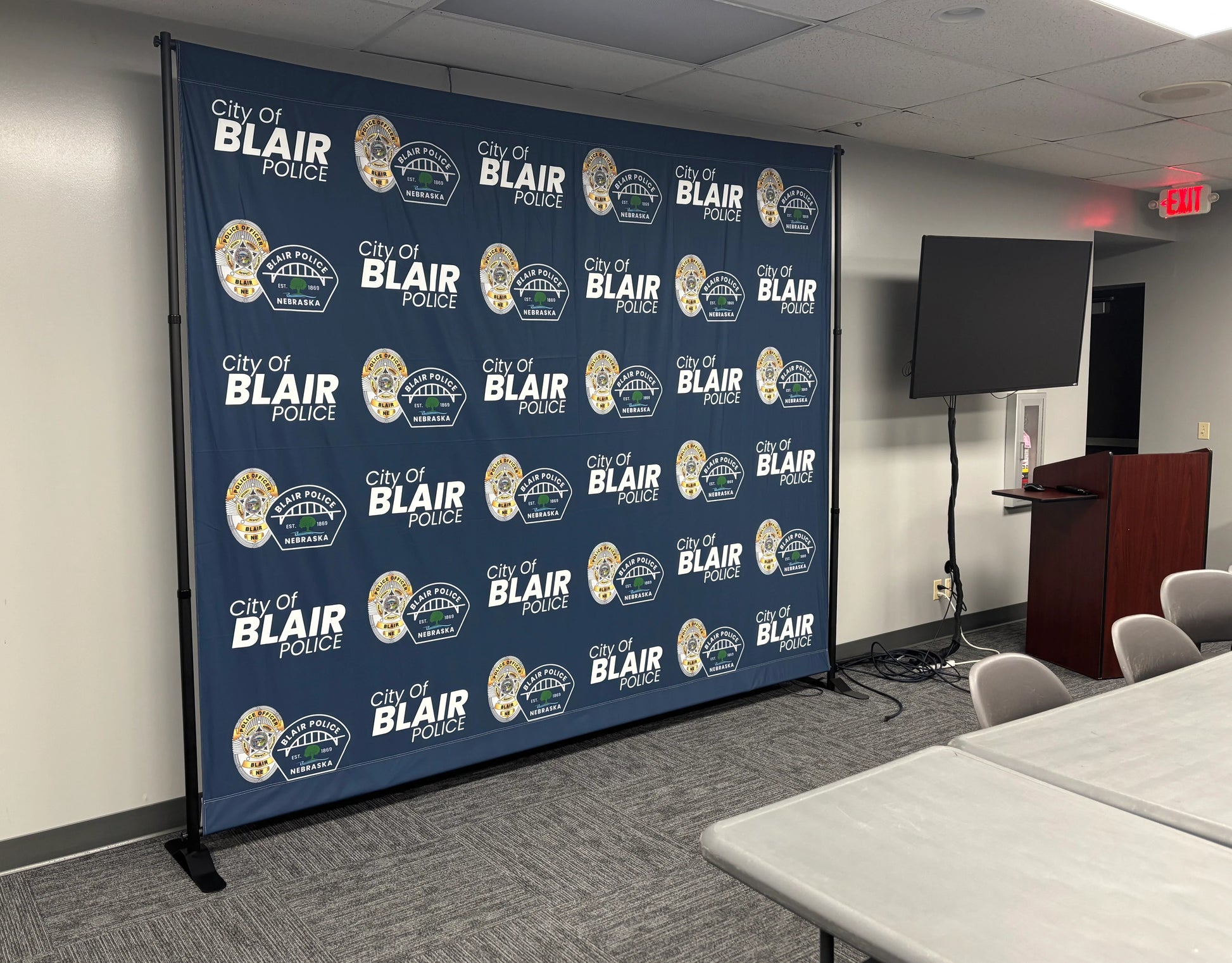 Media Backdrop banner from policeofc.com in the Blair police Department
