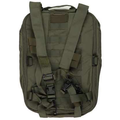 Green tactical backpack on a white background