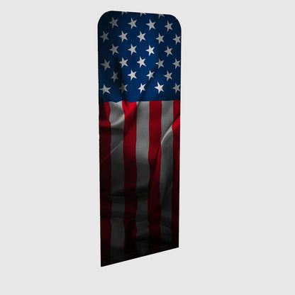 American flag design on a gray background