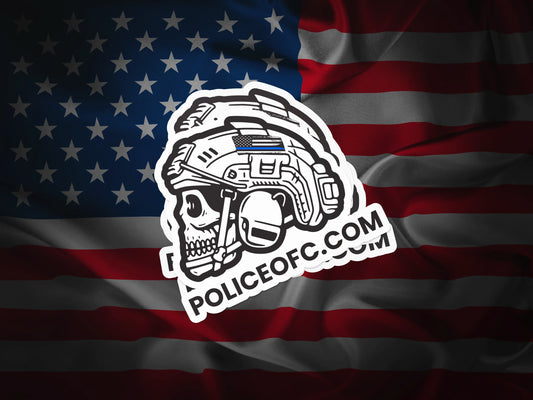 Custom Sticker of a helmet with an American flag design on an American flag background