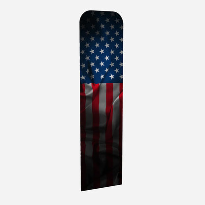 Tall, narrow, custom recruiting banner with American flag design on a white background