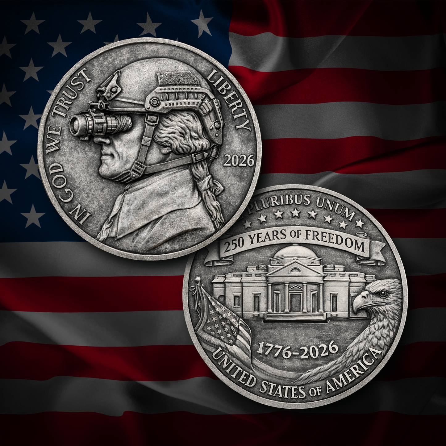 America 250 Tactical Nickel Challenge Coin