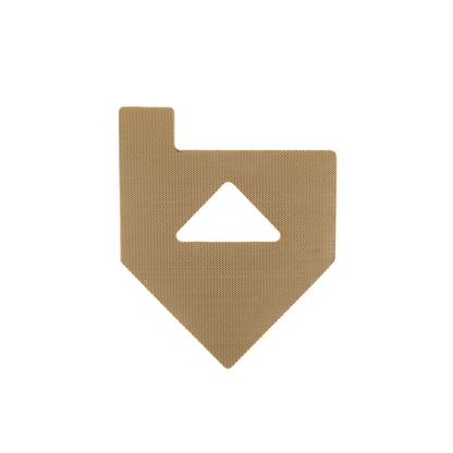 Beige flag holder velcro with a white triangle cutout on a white background