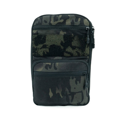 Camouflage-patterned bag on a white background