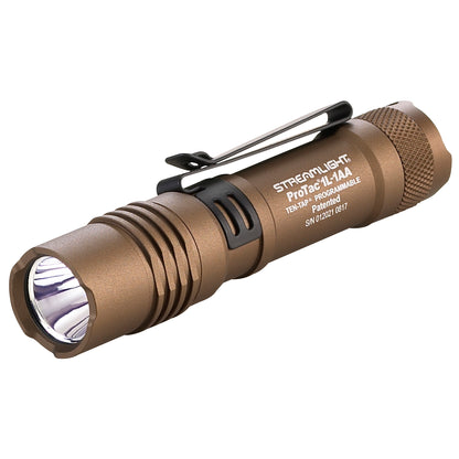 Brown flashlight with 'Streamlight' branding on a white background